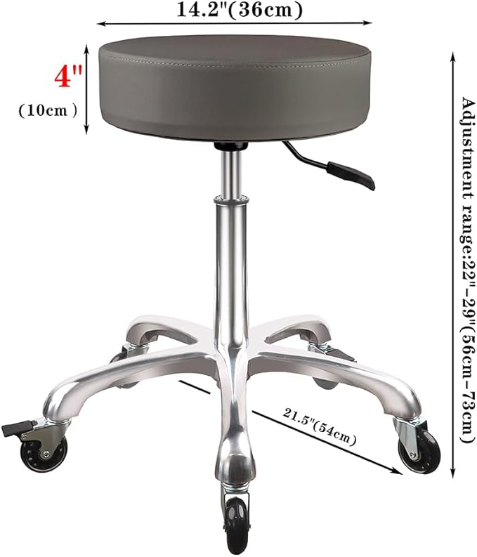 Rolling Stool with Wheels Adjustable Height,Heavy Duty Hydraulic Massage Stool with Super Thick Cushion for Massage Medical Tattoo Spa Guitar(Grey)