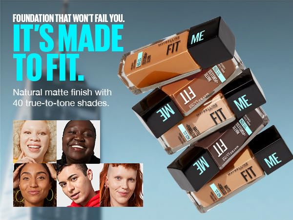 Maybelline Fit Me Matte + Poreless Liquid Oil-Free Foundation Makeup, Warm Sun, 1 Count (Packaging May Vary)