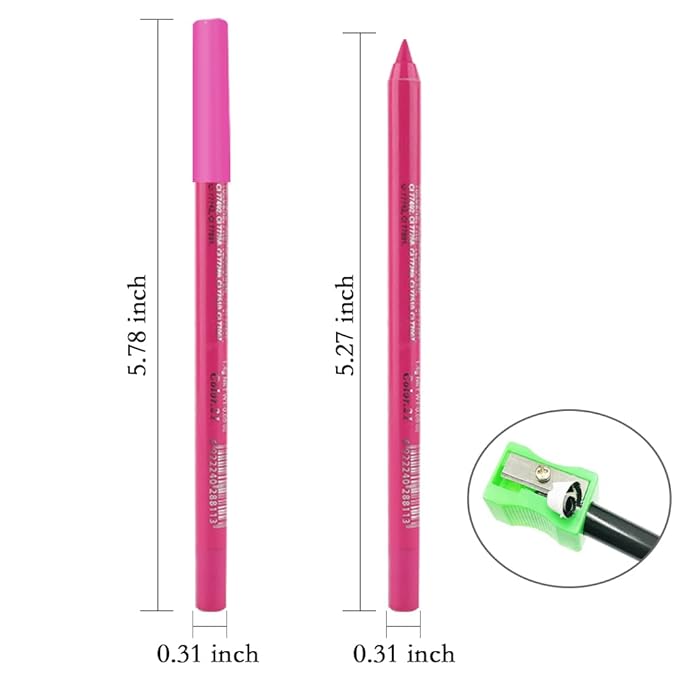 evpct Rose Eyeliner Pencils for Eyes, Rose Hot Pink Red Colored Eye Liner Pencil Pen Makeup Waterproof Smudge Proof, Colored Gel Waterline Eyeliner Liquid, Face Eye Paint Stick Halloween Makeup 21