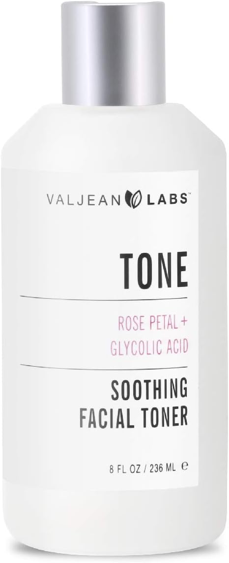 Valjean Labs Soothing Facial Toner | Rose Petal + Glycolic Acid | Helps Calm Irritation, Brighten and Exfoliate Skin | Cruelty Free, Paraben Free, Made in The USA (8 oz)