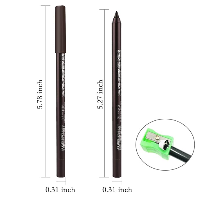 evpct Brown Eyeliner Pencils for Eyes, Brown Colored Eye Liner Pencil Pen Makeup Waterproof Smudge Proof, Colored Gel Waterline Eyeliner Liquid, Face Eye Paint Stick Halloween Makeup 16