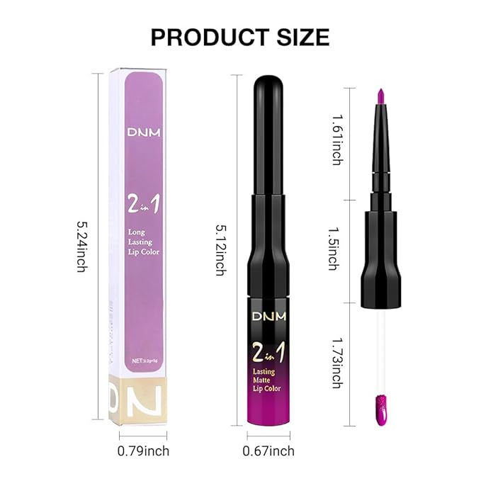 evpct 1Pcs Fuchsia Red Matte Lip Liner & Liquid Lipstick Stain Makeup Set for Women, Fuchsia Lip Liner Stain Long Lasting Waterproof Smudge Proof, Cruelty Free Lip Stick Makeup 24 hours originales, 60