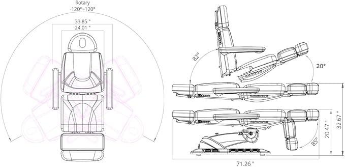 Dir Beauty Spa Medical Treatment Bed 4 Motor Electrical Facial Medical Spa Tables with Rotating Seat Aurora