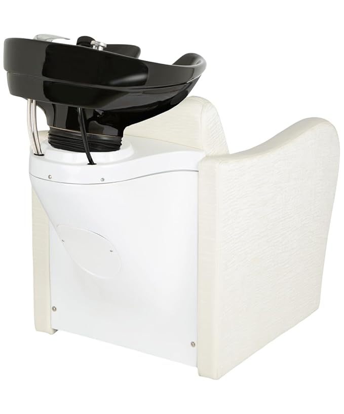 Buy-Rite Lexus Backwash Unit β White Zebra Vinyl Chair, Tilting Black Porcelain Bowl, Kick-Out Legrest, Extra Wide Seat, European Faucet, Salon Shampoo Station β TS-8018B