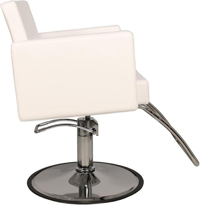 Maranello Wide Salon Styling Chair in Alpine White, Round Chrome 360° Swivel Hydraulic | Minerva Beauty