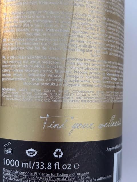 Wellness Premium Wellplex Hemp Shampoo & Conditioner Bundle | 1L Each | Restorative Hair Care for Damaged, Color-Treated Hair | Vegan, Organic, Moisturizing & Strengthening with Hyaluronic Acid