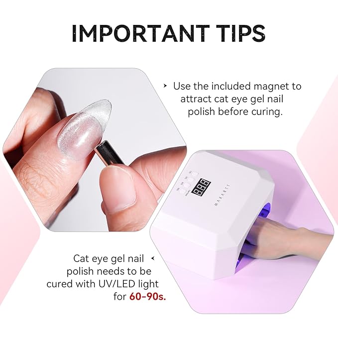 Makartt Universal Silver Cat Eye Gel Polish: Sparkle Glitter Nail Polish Holographic Magnetic Gel with Magnet DIY at Home for Beginner Easy to Use Nail Art Design Manicure 10ml