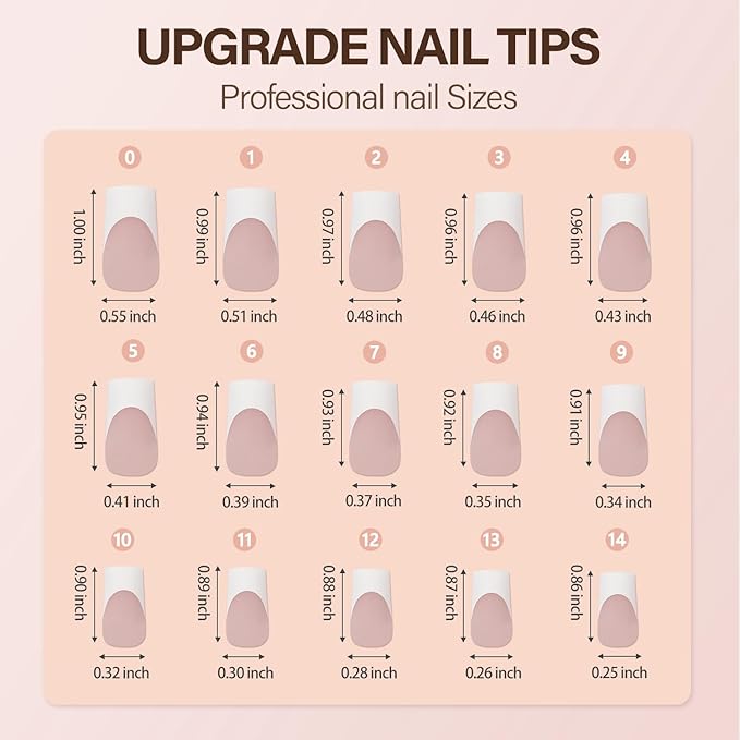 Vansiho French Gel Nail Tips, 150Pcs Long Square Gel Nail Tips, French Tips Press on Nails, French Square No Need to File 3 in 1 Pre-French Gel Tips, Fake Nails for Nail Art DIY 15 Sizes
