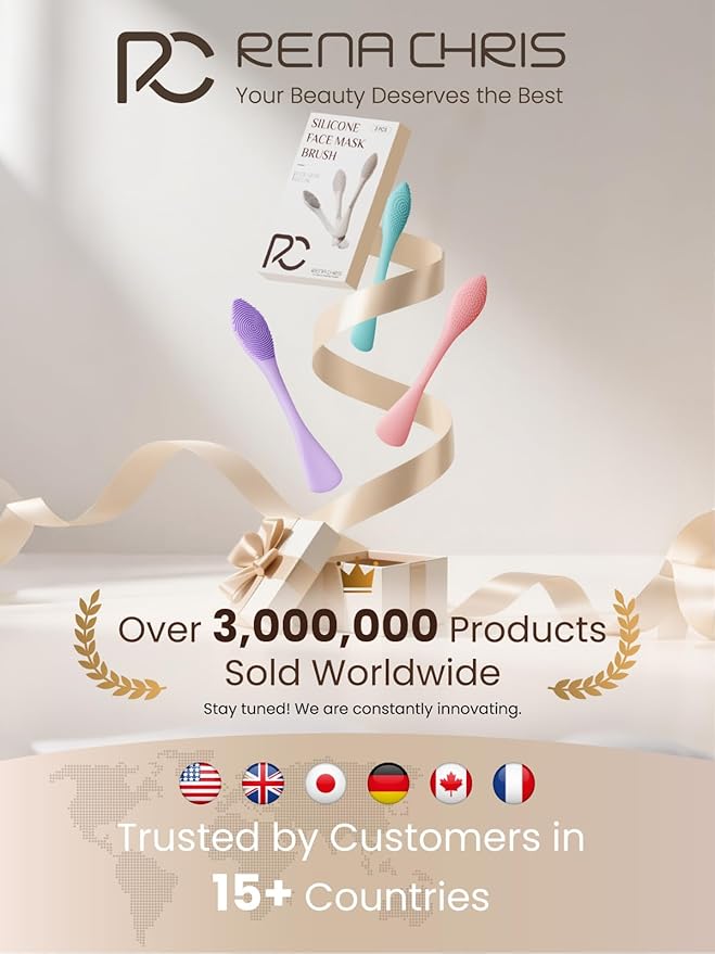 Rena Chris 3 Pcs Silicone Face Scrubber, 3 in 1 Face Mask Applicator & Facial Cleansing Brush, Pore Brush for Exfoliating, Blackhead, Skincare Applicator Tools