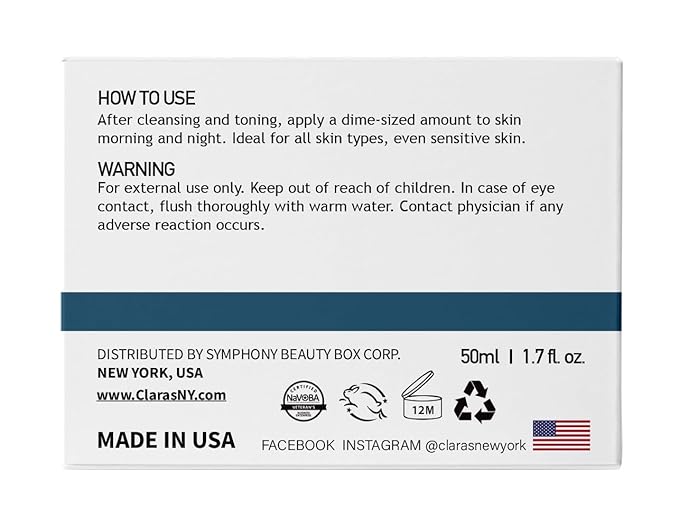 CLARA'S NEW YORK | Vegan Hyaluronic Acid Facial Cream | with Panthenol, Shea Butter | Intense Hydration Moisture Enhancing Smooth, Plump, Rich | Non-sticky, Fast-absorbing Formula | 50ml MADE IN US