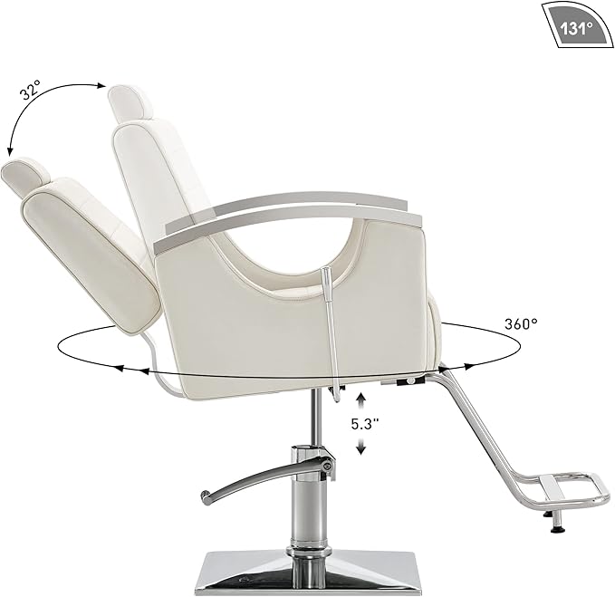 BarberPub Barber Chair for Barbershop,Reclining Salon Chair for Hair Stylist 9180 (Champagne)