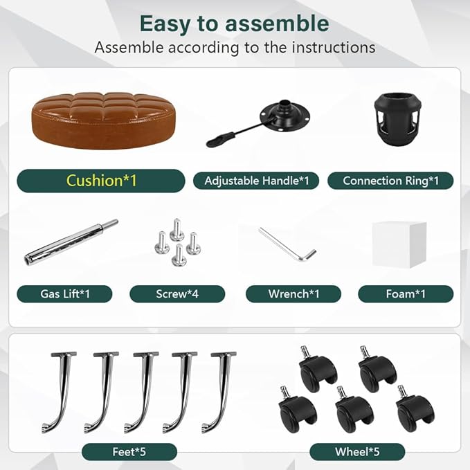 Classic Swivel Stool with Wheel for Salon Work Home SPA Shop Height-Adjustable and Cost-Effective Rolling Stool Chair Small (Brown)