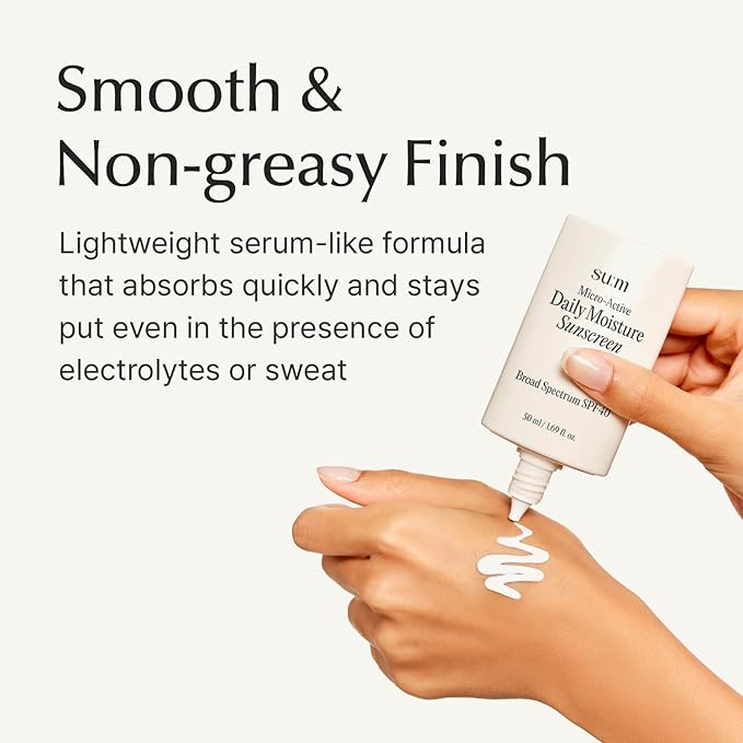 SU:M Micro-Active Daily Moisture Sunscreen (1.69fl oz) - Korean Skincare SPF 40 for UV Protection, Hydration, Soothing Sensitive Skin, No White Cast. With Biopeptide190 & Niacinamide.
