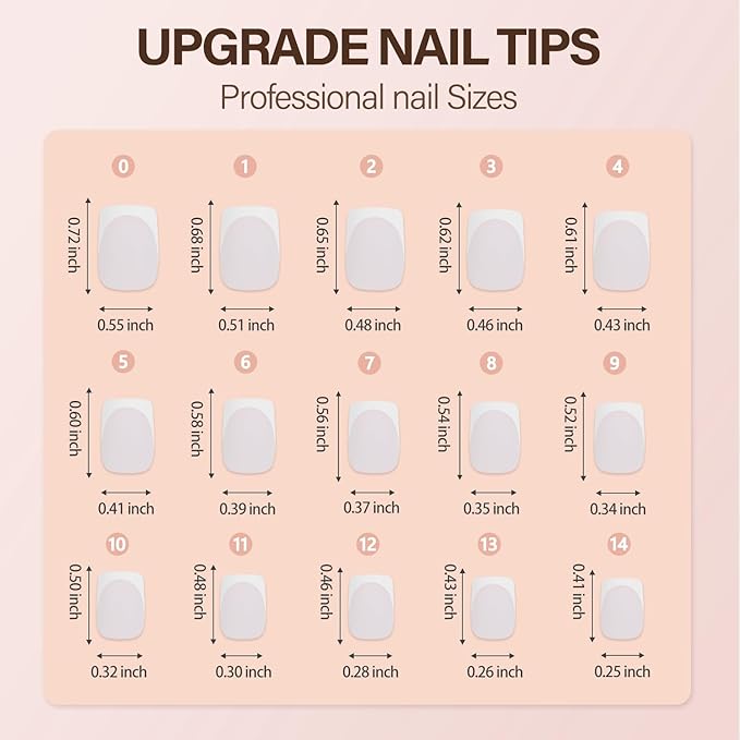 150Pcs French Gel Nails, Vansiho White French Tip Press on Nails, Milky White Short Square Soft Gel Nail Tips, Acrylic Fake Nails for Nail Art DIY 15 Sizes