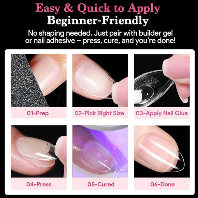 Short Water-drop False Nail Tips, 15 Sizes 510 PCS Clear Soft Press On Fake Nail Pre-shaped Half Matte Full Cover Gel Nail Tips Extensions Strong Long Lasting for DIY Beginners & Salon Manicure