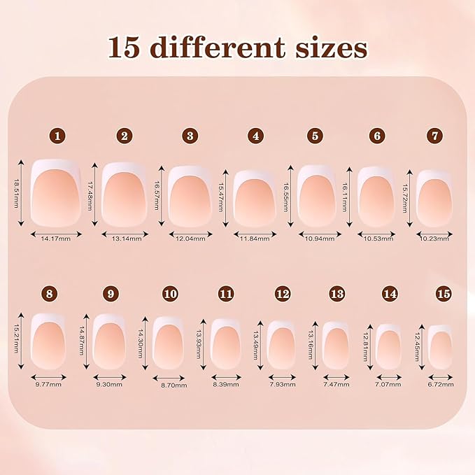 Pink French Gel Nail Tips, Jsiallye 150Pcs White French Tip Press on Nails,Short Square Pre-lasting Soft Gel Nail, No Need to File 4 in 1 Nail Tips,Soak off Acrylic Fake Nail Extensions 15 Sizes