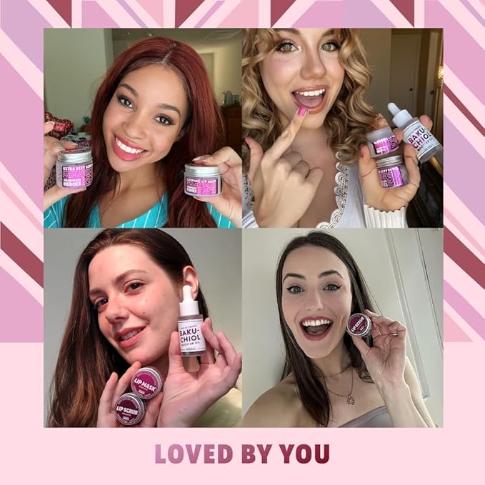 100% Natural Vegan Lip Butter Sleeping Lip Mask, Overnight Lip Moisturizer and Conditioner for Dry Lips Intensive Lip Balm and Lip Therapy Skin Care with Mango butter (Bakuchiol - Collagen Boosting)