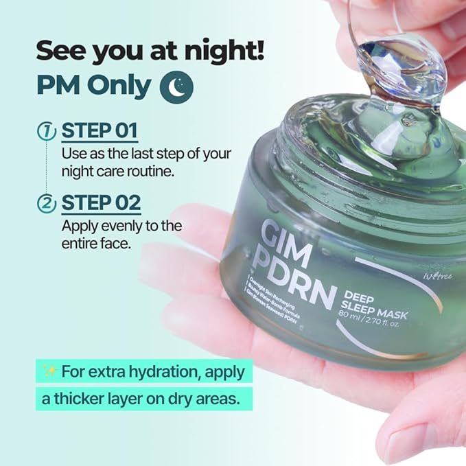 IsNtree Gim PDRN Deep Sleep Mask 80ml, 2.7 fl oz | Korean SEAWEED Skincare Sleeping Mask gel | Night Cream | Facial Mask | Overnight Gel mask for Hydration & Skin Bounce
