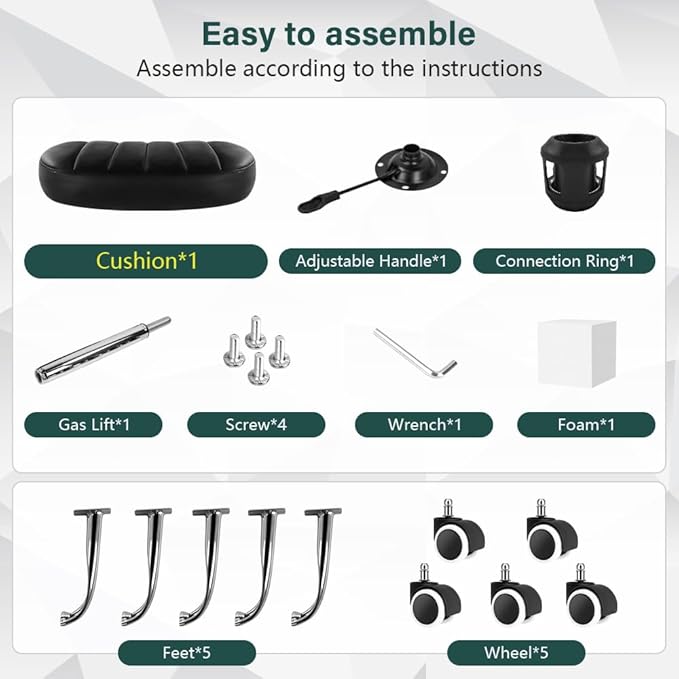 Black Minimalist Square Swivel Stool with Wheel for Work SPA Shop Massage Height-Adjustable and Cost-Effective Rolling Stool Chair