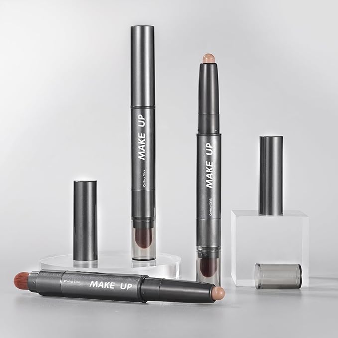 DAGEDA Warm Toned Contour Stick,Cream Contour Makeup with Brush,Lightweight, Blendable, Longlasting Creamy Bronzer Stick, Matte Finish Natural Face Contouring Makeup