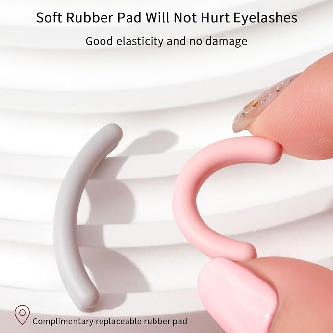 Eyelash Curlers, 2PCS Plastic Eyelash Curler with Silicone Refill Pads Cute Pink Eye Lash Curler for No Pinching or Pulling Lash Curler Makeup Tool