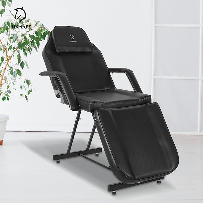 Tattoo Chair, Multipurpose Facial Chair 73 Inch Spa Salon Facial Bed with Massage Equipment Spa Stool for Beauty Spa Tattoo, Black