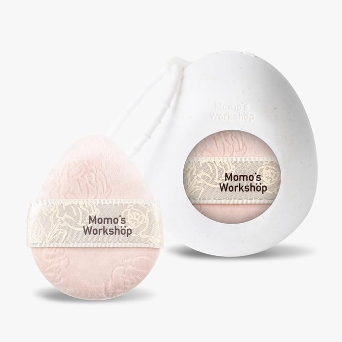 Pink Velvet Powder Puffs, Laser-Cut Rose Design, Dual-Sided, Travel Size & Wide M Size for Pressed Powder, Blush & Contour,5pcs Plush Puffs & Storage Case