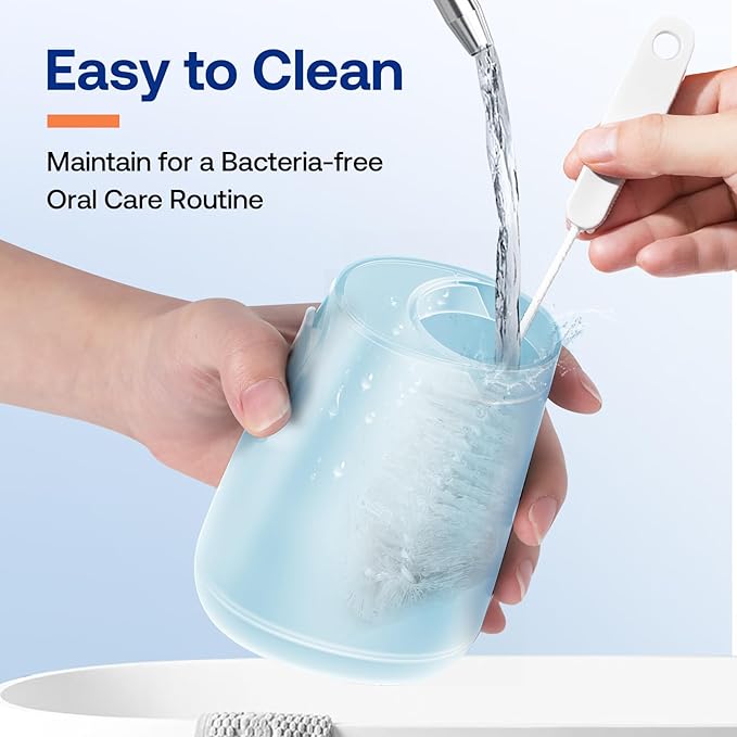 Bitvae C6 Rechargeable Portable Water Flosser, 300ML Water Dental Flosser Pick for Teeth, Gums, Braces, 3 Modes 5 Intensities, Waterproof Cordless Water Flosser for Cleaning, Sky Blue