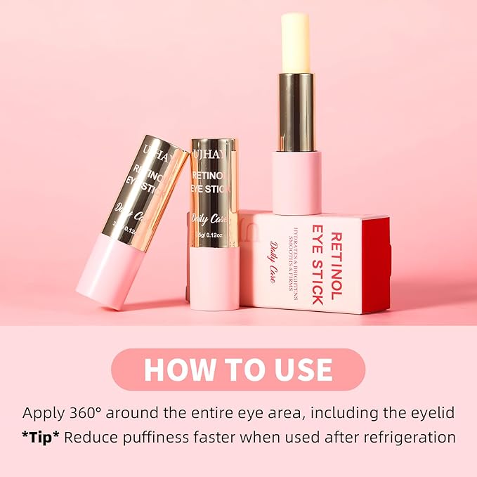 Retinol Eye Stick, Anti-Aging Eye Cream for Wrinkles, Dark Circles, Puffiness & Bags Under Eyes, All-in-one Multi Eye Balm with Caffeine, Vitamin C, Hydrating & Firming Skin