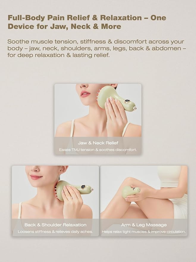 Jaw & Neck Massager for Pain Relief Deep Tissue, Best TMJ Relief Products Jaw, Heated SoothingPulse Massager with Light & Vibration for Jaw, Neck, Shoulder & Full Body Muscle Tension
