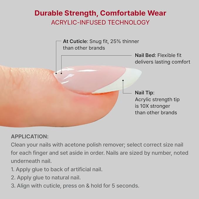 KISS Acrylic French False Nails Kit, Long Square Shape Design Nail, Purple Color French Tip Nails, Ready to Wear Gel & Manicure Stick included, Long-Lasting Convenient & Easy to Apply