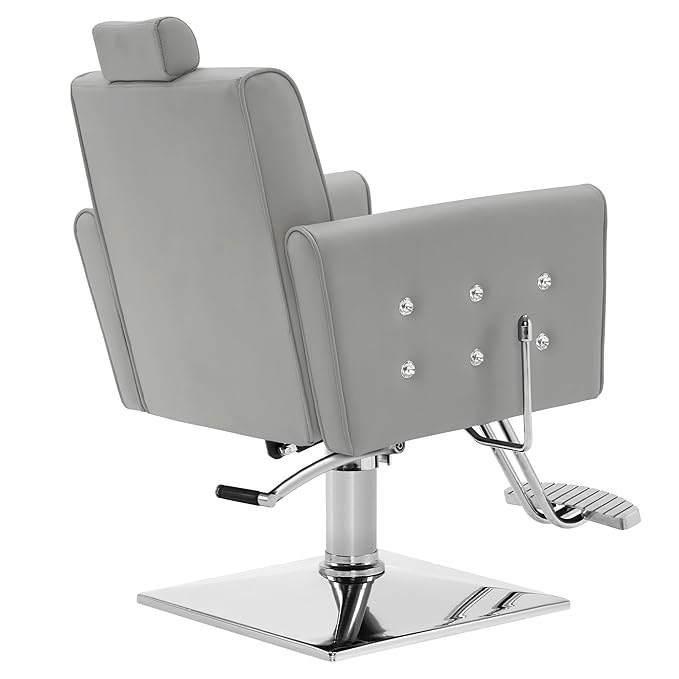 BarberPub Classic Hydraulic Recliner Barber Chair Antique Hair Spa Salon Styling Beauty Equipment 3123 (Grey)