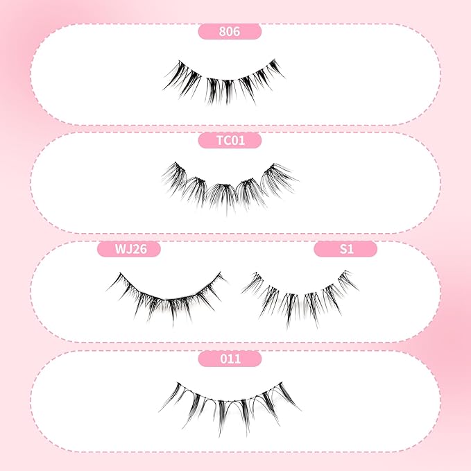FADLASH Lash Clusters 2 Pairs Clusters DIY Eyelash Extensions False Eyelashes with Natural Wispy and Fluffy Effect Reusable Eyelash Clusters Self Application at Home(TC01-TP02)