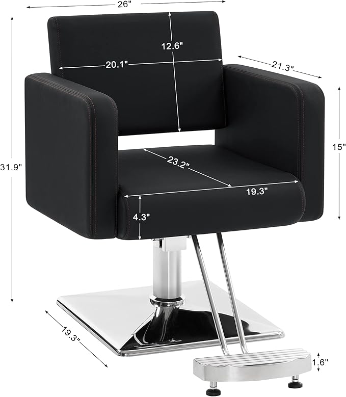 BarberPub Classic Styling Salon Chair for Hair Stylist, Barber Chair with Hydraulic Pump, Beauty Barbershop Salon Spa Equipment 3805 (Black)