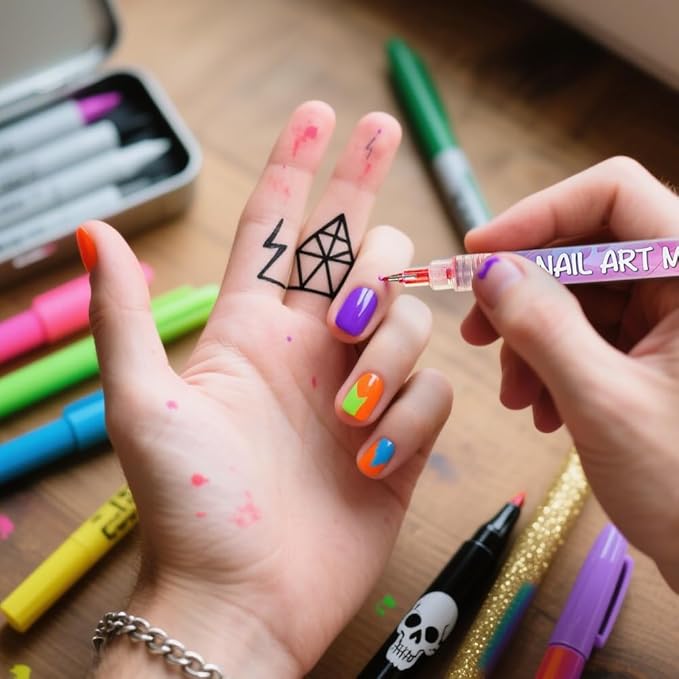 12 Colors Nail Art Pens Set, 2026 New Nail Art Markers Polish Pen for Drawing, Dotting, and Painting, DIY Nail Art Liner Brush Kit Manicure Tools (3 Set)