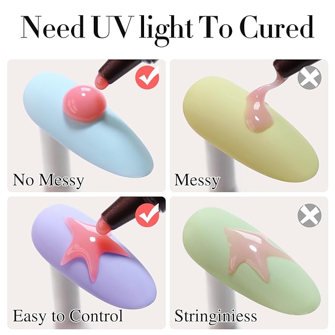 Double Rhythm 0.5 Oz 3D Nail Gel Nail Art Sculpting Gel No Wipe Gel Polish for Nail Designs DIY Nail Art for Drawing, Molding, Sculpture and Decoration (3D Sculpting Gel Pink)