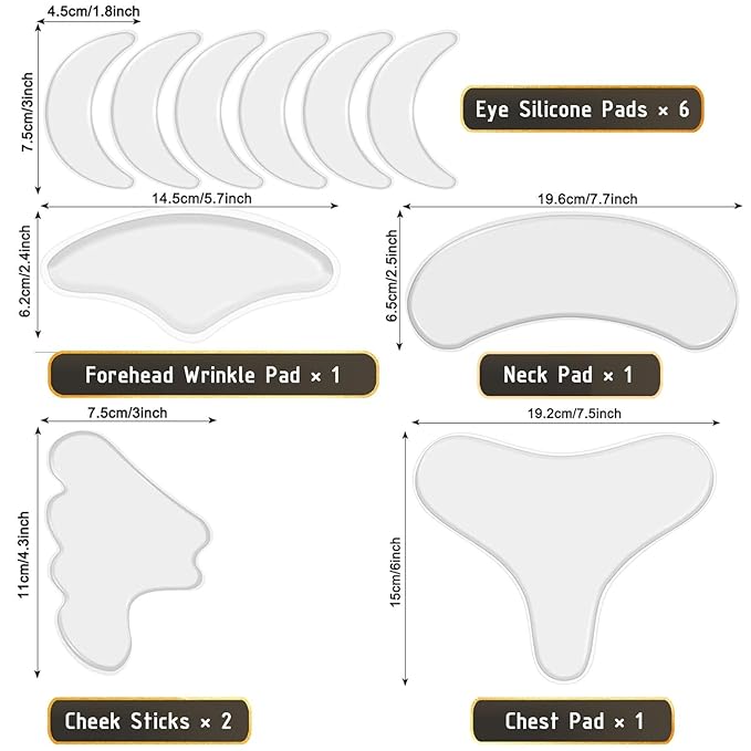 Neck Wrinkle Patches – Reusable Silicone Patches for Chest, Forehead, Under Eye, Neck, Nasolabial Folds – Anti Wrinkle Pads for Firming, Smoothing Fine Lines, Anti-Aging Skincare, 11 Pcs