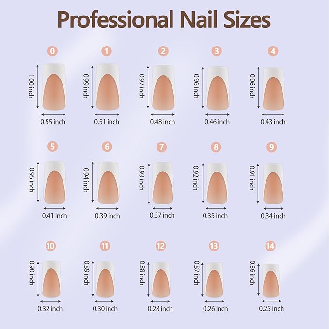Misssix Deep French Gel Nail Tips, 150Pcs French Tip Press on Nails Long Square Brown, No Need to File 3 in 1 Tips Pre-lasting, Fake Nails for Nail Art DIY 15 Sizes