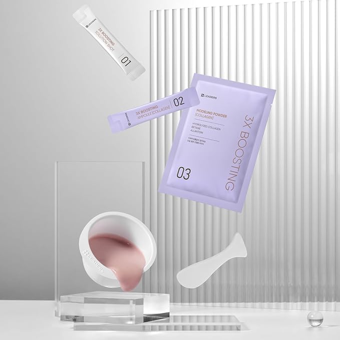 LEADERS 3X Boosting Modeling Mask | 3-Step Korean Skincare with Collagen Set of 1 | Skin Elasticity & Firmness | Improve Sagging Skin | Collagen for Toning & Anti-Aging (Collagen)