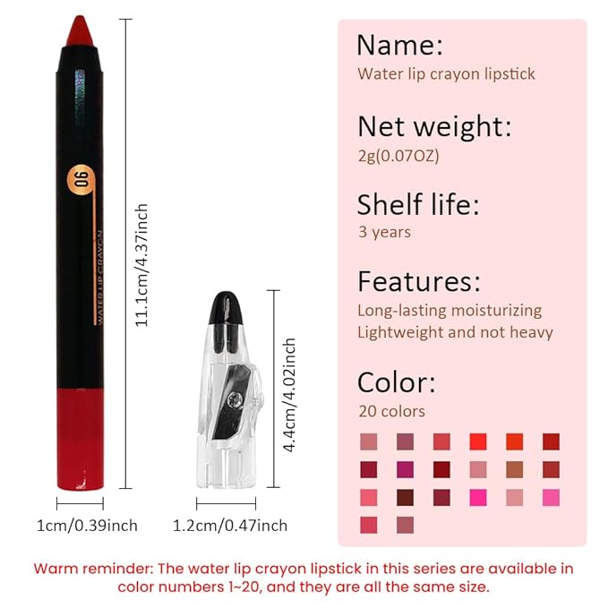 Classical Red Crayon Matte Lipstick Lip Liner Pencil, Moisture Smooth Lipstick Pencil, With pencil sharpener Sharpenable Lip Pencil, Ultimate Lip Crayon for Women Smudgeproof Waterproof 06#