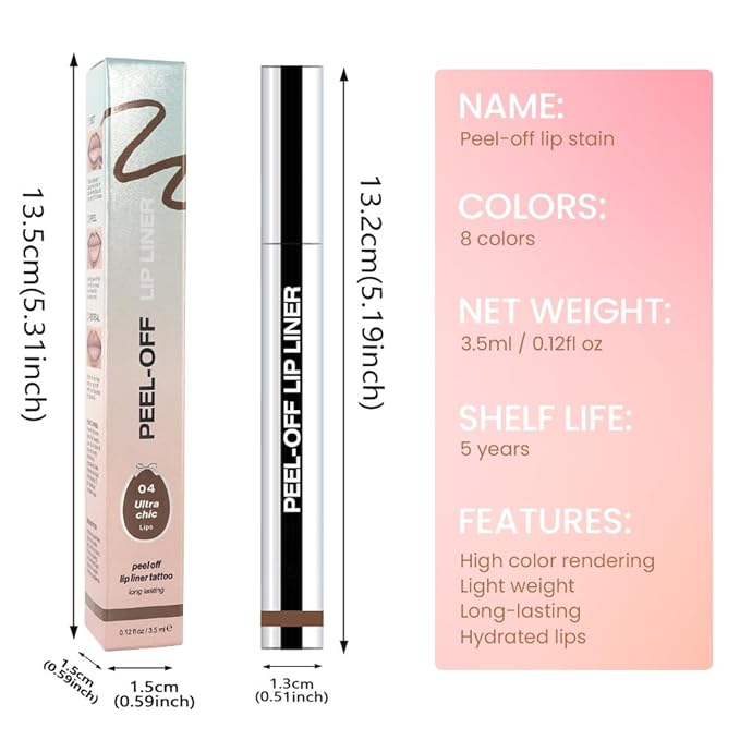 Matte Lip Gloss Stain-Peel Off Lip Liner Tattoo, Light Taupe Lip Tint,Long Lasting Peel Off Lip Stain, Waterproof Transfer-proof Lip Mask Lip Liner Peel Off Lip Gloss,Stayn Lip Makeup. #04