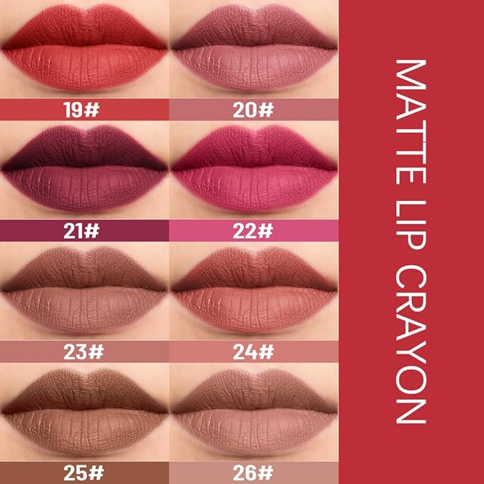 evpct Nude Fury Lip Liner Crayon Pencils Set for Women, Brown Matte Lip Stick Crayon Long Lasting, Lips Pencil Liner and Lipstick set, Lipliner Pencil, 24 Hour Long Wearing Lipstick Built-in Sharpener