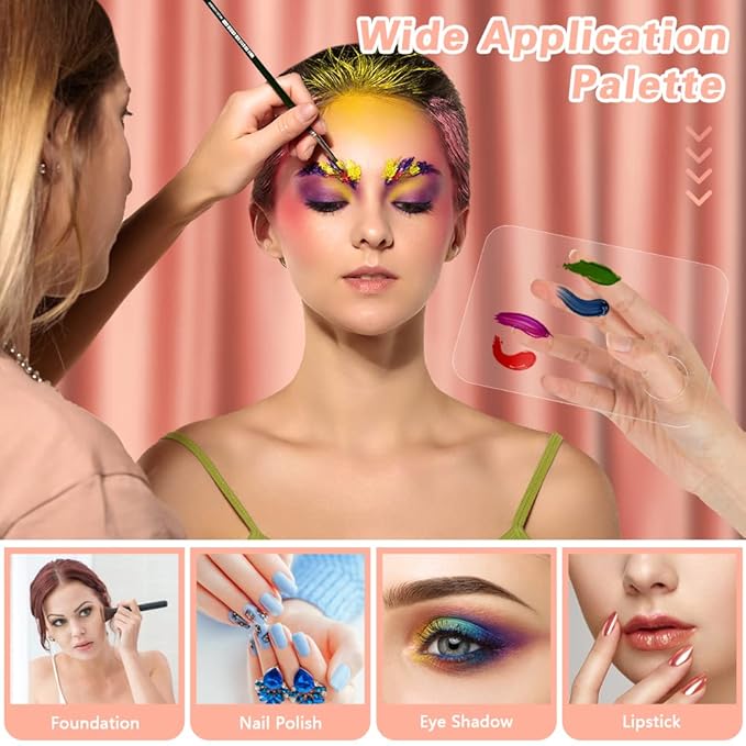 Acrylic Cosmetic Makeup Palette, Mixing Tray with Makeup Spatula&Leather Case, Professional Cosmetic Mixing Palette for Beauty Salon Mixing Eye Shadow/Lipsticks/Nail Art/Foundation