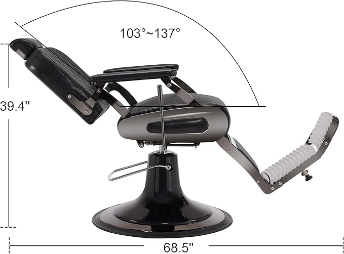 BarberPub All Purpose Barber Chair with Heavy Duty Pump,Reclining Adjustable Swivel Hair Styling Chair for Hair Stylist, Home Salon,Barbershop Salon&Spa 9453 (Black)