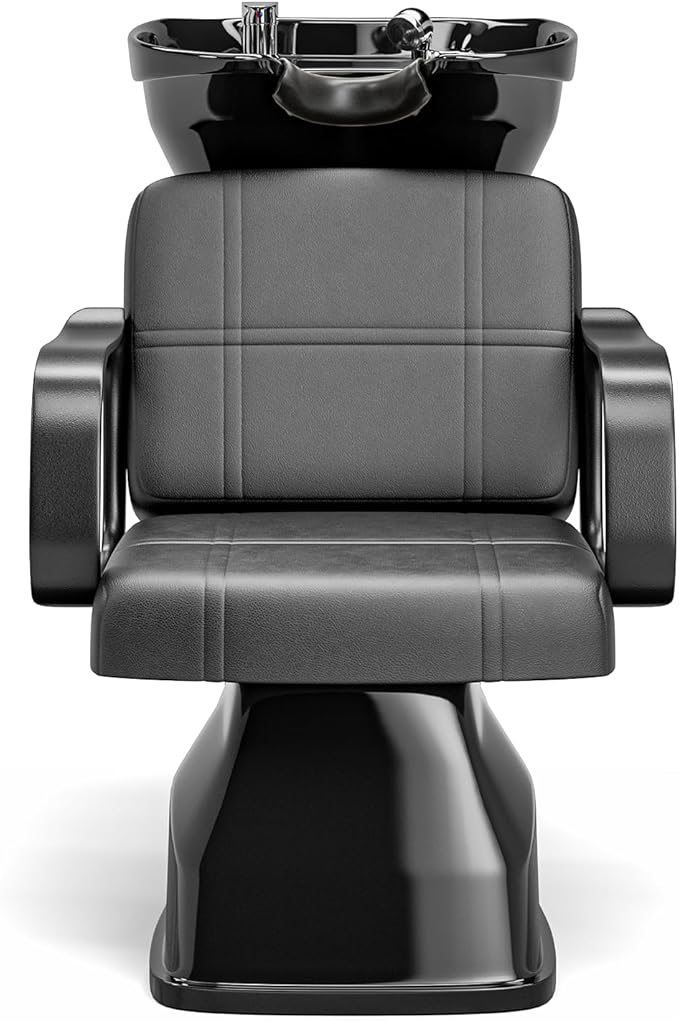 SyyBhb Shampoo Chair and Bowl for Salon, Backwash Station Sink with Tilting ABS Bowl, Barbershop Equipment