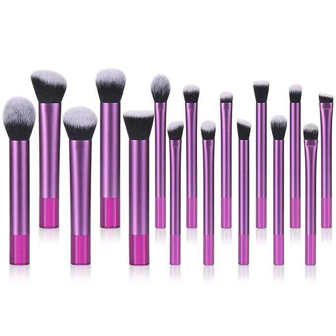 111 Transparent Makeup Brushes 22 Pcs Makeup Kit, Premium Synthetic Foundation Brush Eyeshadow Brush Make up Brushes Set With Beauty puff (purple,short, 22pcs)
