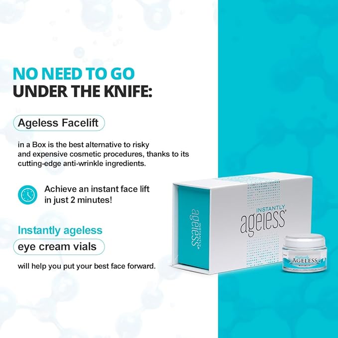 Instantly Ageless Skin Care Duo Lift Bundle – 25 Vials Instant Face Lift in a Box & Mega-Moisturizer with Collagen – Face Moisturizer for Women and Men – Beauty & Anti-Aging Skincare for Mature Skin