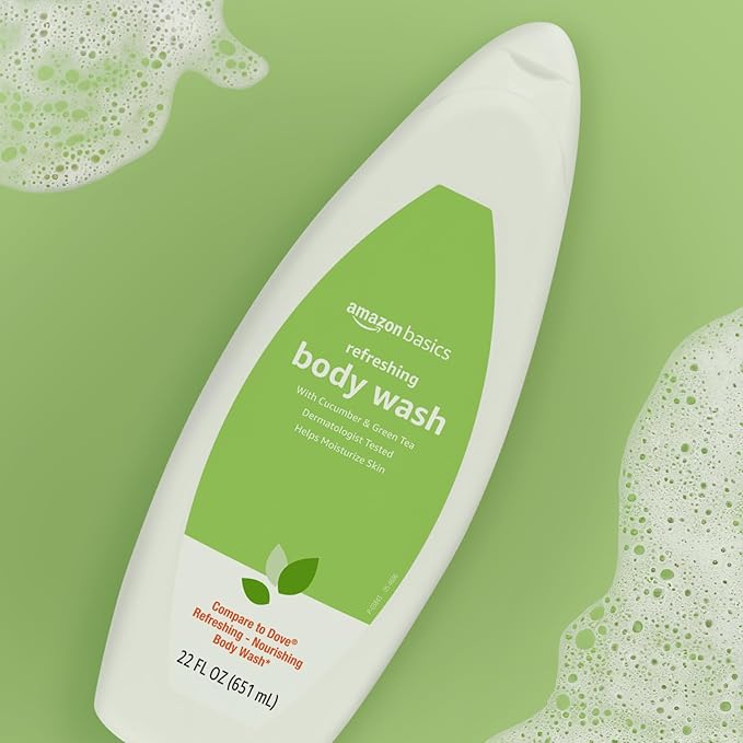 Amazon Basics Body Wash for Refreshing Skin, Cucumber, 22 fl oz (Pack of 2)