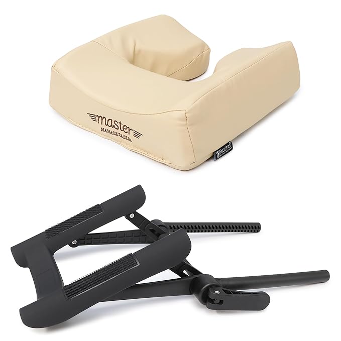 Master Massage Adjustable Ergonomic Dream Face Cradle and ErgonomicDream Face Cushion Pillow with Memory Foam Massage Table-Massage Chair Headrest Platform Set - (Cream)