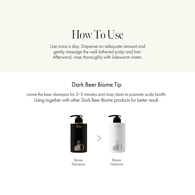 ANILLO Dark Beer Biome Shampoo - Vegan Thicker Hair & Sclap Care with Caffeine & Green Mint Complex for Volumizing Hair- Deep Cleansing, Oil Control & Cooling Effect, Sulfate-Free 500 ml / 16.9 fl oz